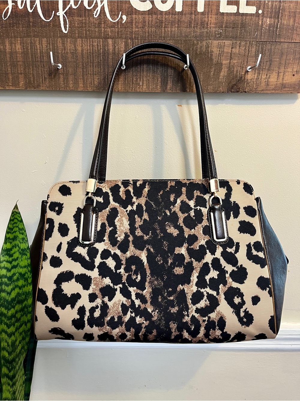 Authentic Coach Leopard Print Tote in Tan and Black - Picture 4 of 10